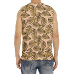 Yellow Monstera Leaves Pattern Print Men's Fitness Tank Top