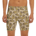 Yellow Monstera Leaves Pattern Print Men's Long Boxer Briefs