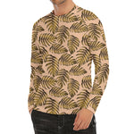 Yellow Monstera Leaves Pattern Print Men's Long Sleeve Rash Guard