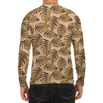 Yellow Monstera Leaves Pattern Print Men's Long Sleeve Rash Guard