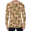 Yellow Monstera Leaves Pattern Print Men's Long Sleeve T-Shirt