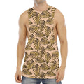 Yellow Monstera Leaves Pattern Print Men's Muscle Tank Top