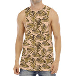 Yellow Monstera Leaves Pattern Print Men's Muscle Tank Top