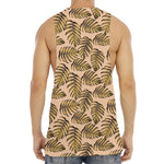 Yellow Monstera Leaves Pattern Print Men's Muscle Tank Top