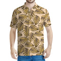 Yellow Monstera Leaves Pattern Print Men's Polo Shirt