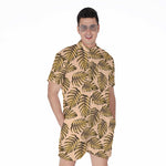 Yellow Monstera Leaves Pattern Print Men's Rompers
