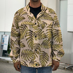 Yellow Monstera Leaves Pattern Print Men's Shirt Jacket