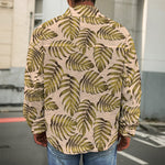 Yellow Monstera Leaves Pattern Print Men's Shirt Jacket