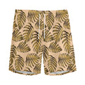 Yellow Monstera Leaves Pattern Print Men's Athletic Shorts