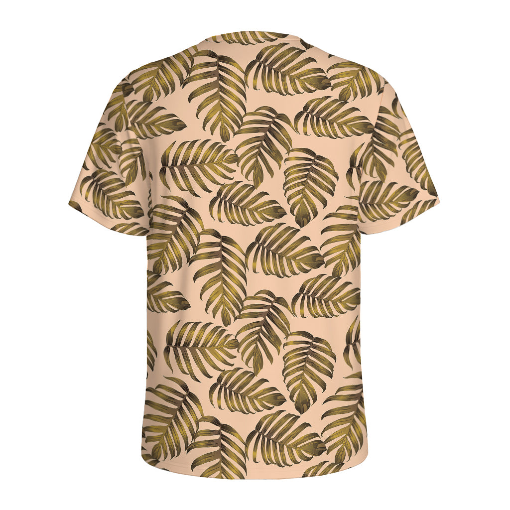 Yellow Monstera Leaves Pattern Print Men's Sports T-Shirt