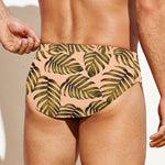 Yellow Monstera Leaves Pattern Print Men's Swim Briefs