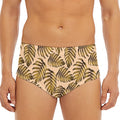 Yellow Monstera Leaves Pattern Print Men's Triangle Swim Briefs