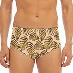 Yellow Monstera Leaves Pattern Print Men's Triangle Swim Briefs
