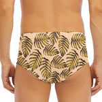 Yellow Monstera Leaves Pattern Print Men's Triangle Swim Briefs