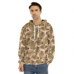 Yellow Monstera Leaves Pattern Print Men's Velvet Pullover Hoodie