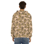 Yellow Monstera Leaves Pattern Print Men's Velvet Pullover Hoodie