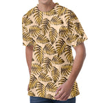 Yellow Monstera Leaves Pattern Print Men's Velvet T-Shirt