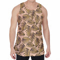 Yellow Monstera Leaves Pattern Print Men's Velvet Tank Top