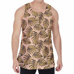 Yellow Monstera Leaves Pattern Print Men's Velvet Tank Top