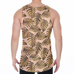 Yellow Monstera Leaves Pattern Print Men's Velvet Tank Top