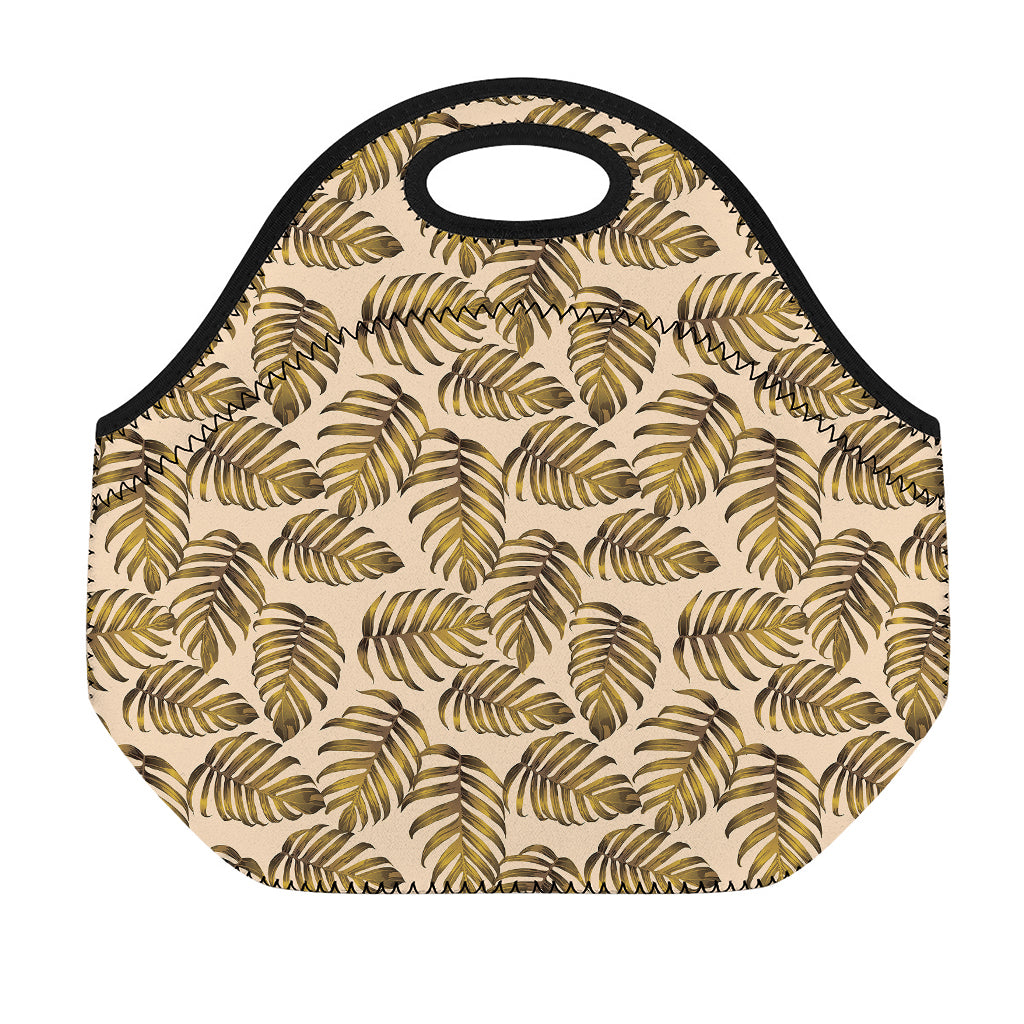 Yellow Monstera Leaves Pattern Print Neoprene Lunch Bag