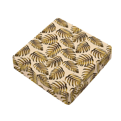 Yellow Monstera Leaves Pattern Print Outdoor Seat Cushion Cover