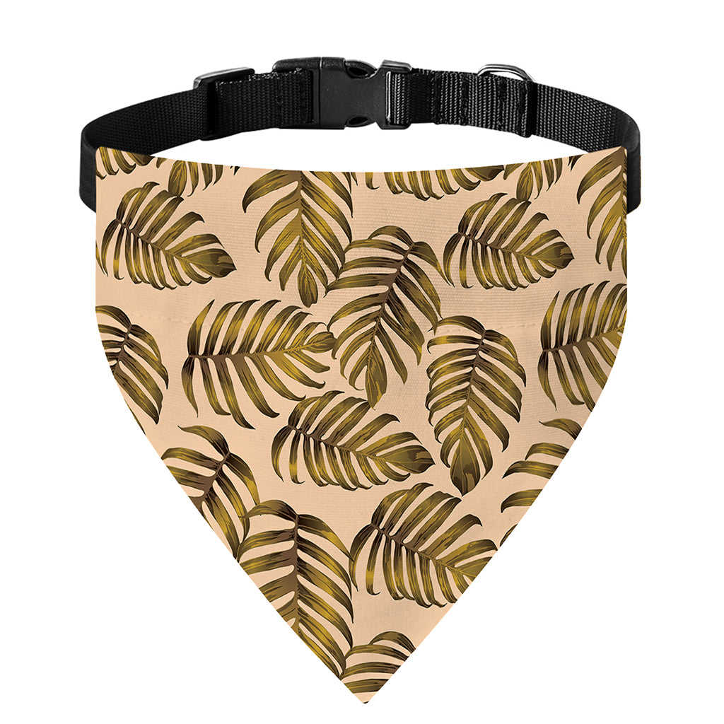Yellow Monstera Leaves Pattern Print Over The Collar Dog Bandana