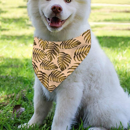 Yellow Monstera Leaves Pattern Print Over The Collar Dog Bandana