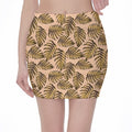 Yellow Monstera Leaves Pattern Print Pencil Mini Skirt