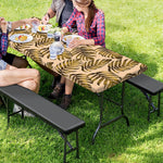 Yellow Monstera Leaves Pattern Print Picnic Table Cover