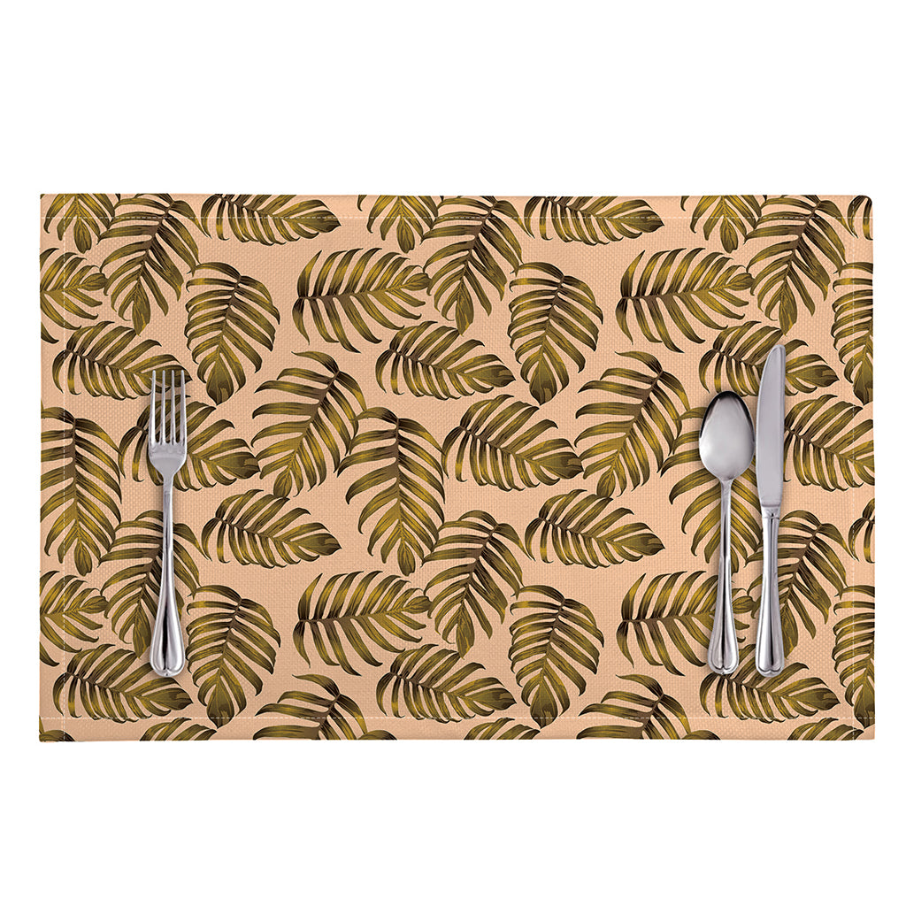 Yellow Monstera Leaves Pattern Print Placemat