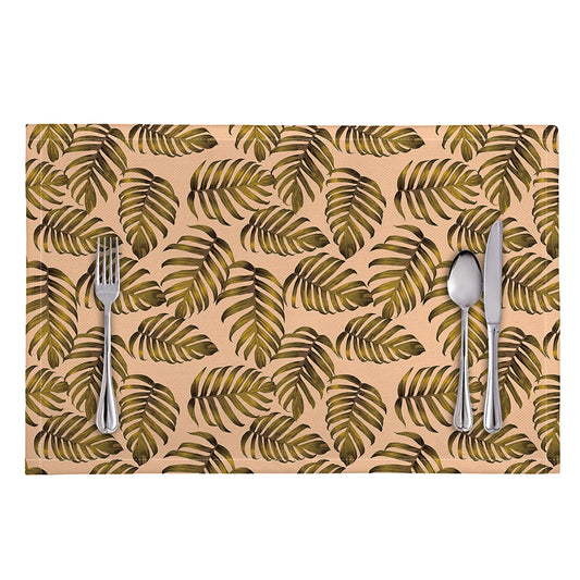 Yellow Monstera Leaves Pattern Print Placemat