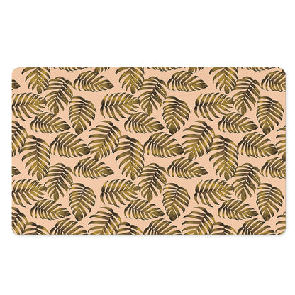 Yellow Monstera Leaves Pattern Print Polyester Doormat