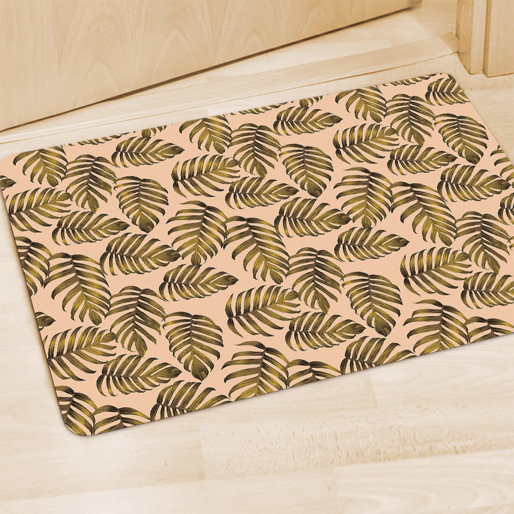 Yellow Monstera Leaves Pattern Print Polyester Doormat