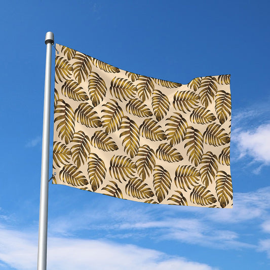 Yellow Monstera Leaves Pattern Print Polyester Flag