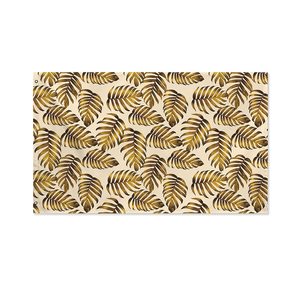 Yellow Monstera Leaves Pattern Print Polyester Flag