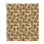 Yellow Monstera Leaves Pattern Print Polyester Shower Curtain