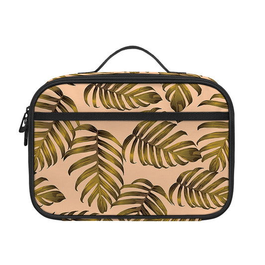 Yellow Monstera Leaves Pattern Print Portable Lunch Bag