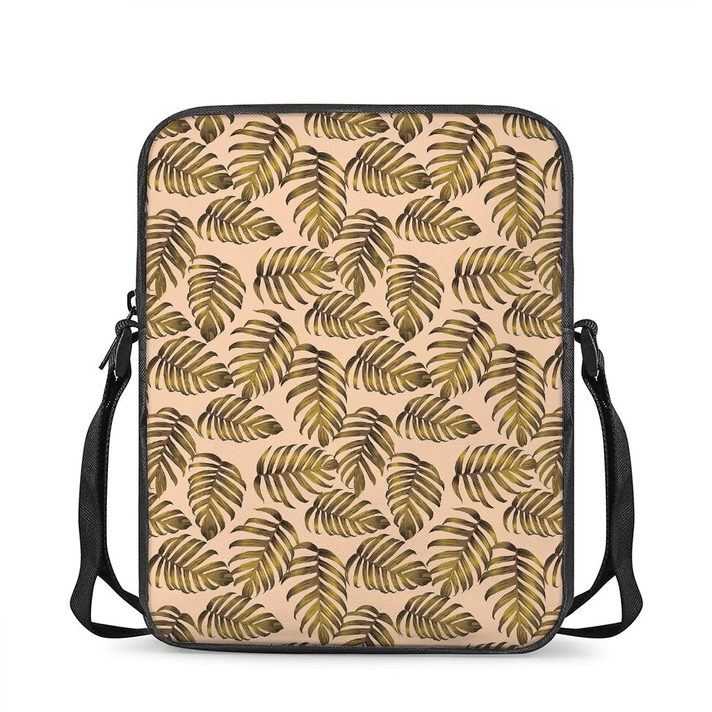 Yellow Monstera Leaves Pattern Print Rectangular Crossbody Bag