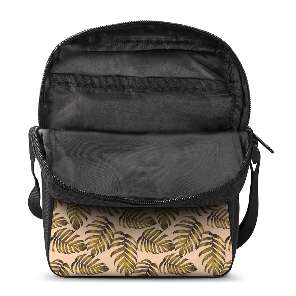 Yellow Monstera Leaves Pattern Print Rectangular Crossbody Bag