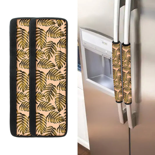 Yellow Monstera Leaves Pattern Print Refrigerator Handle Covers