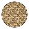 Yellow Monstera Leaves Pattern Print Round Floor Mat