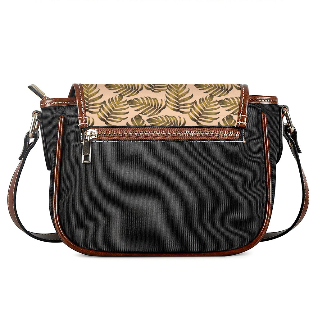Yellow Monstera Leaves Pattern Print Saddle Bag