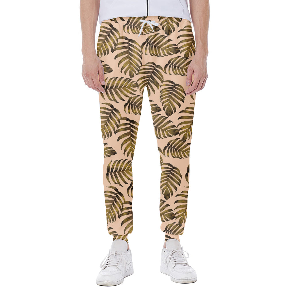 Yellow Monstera Leaves Pattern Print Scuba Joggers