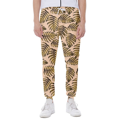 Yellow Monstera Leaves Pattern Print Scuba Joggers