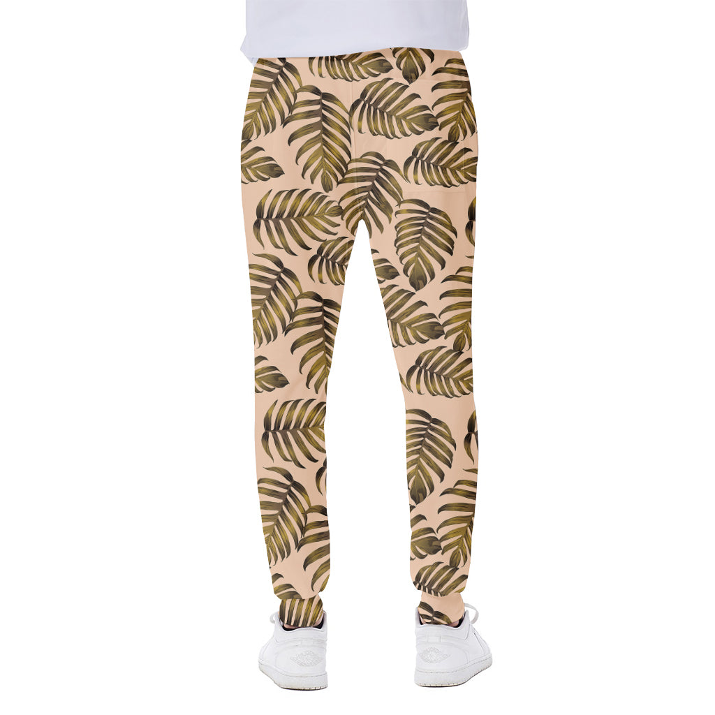 Yellow Monstera Leaves Pattern Print Scuba Joggers