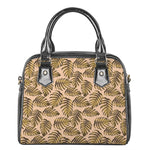 Yellow Monstera Leaves Pattern Print Shoulder Handbag