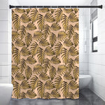 Yellow Monstera Leaves Pattern Print Shower Curtain