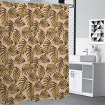 Yellow Monstera Leaves Pattern Print Shower Curtain