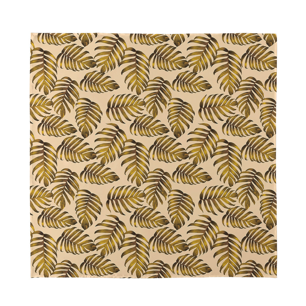 Yellow Monstera Leaves Pattern Print Silk Bandana